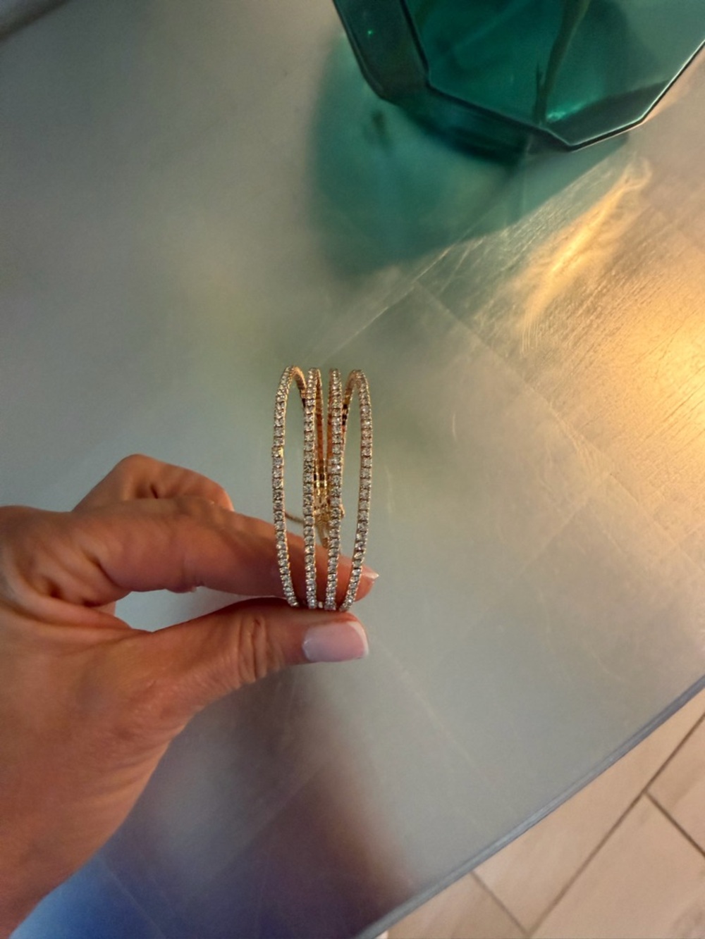 Express Gold-Tone Crystal Multi-Row Cuff Bracelet